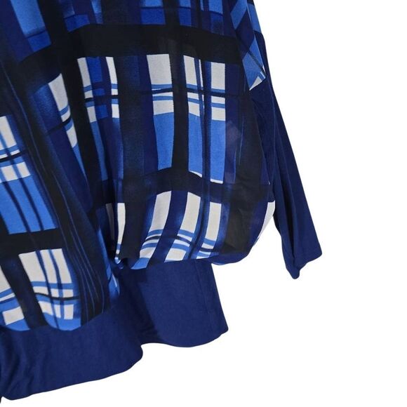 Blue and Black Plaid Blouse - Picture 3 of 5